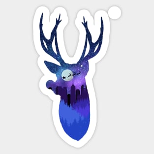 Rudolf the Reindeer silhouette city skyline christmas Sticker